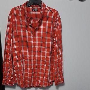 Chaps Red and White Casual Button Down Cotton Shirt Sz XL